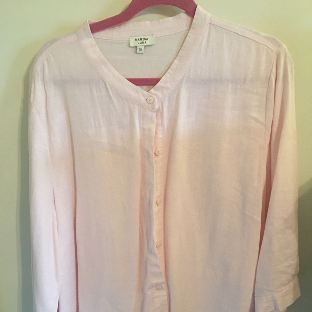 Pale pink button up blouse